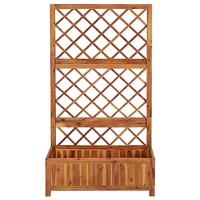 Plantenbak verhoogd met latwerk 85x38x150 cm massief acaciahout - thumbnail