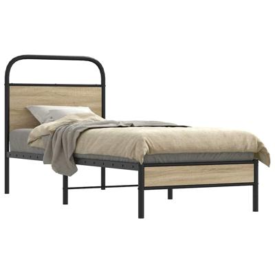 Bedframe zonder matras bewerkt hout gerookt eiken 75x190 cm