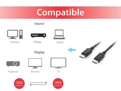 Equip 119331 displayport cable w/ latch, m/m, 1m, black