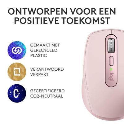 Draadloze muis - LOGITECH - MX Anywhere 3S - Bluetooth - Stille klikken - 6 knoppen - Roze - thumbnail