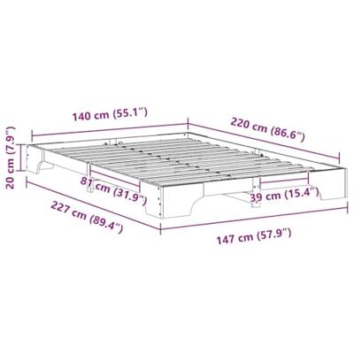 Bedframe met opslag Bruin 140 x 220 cm Massief grenenhout Bedframe met opslag Bruin 140 x 220 cm Massief grenenhout