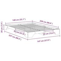 Bedframe met opslag Bruin 140 x 220 cm Massief grenenhout - thumbnail