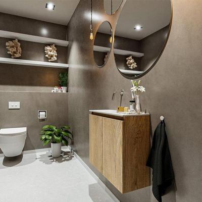MONDIAZ TURE 60cm toiletmeubel washed oak. EDEN wastafel talc links geen kraangat