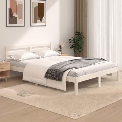 Bedframe massief grenenhout wit 120x190 cm