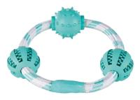 Trixie 33704 Denta Fun touwring met ballen, mintfresh, natuurlijk rubber, ø 20 cm/ø 5 cm - thumbnail