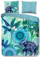 HIP Dekbedovertrek "mandala&apos;s, bladeren en een olifant" - Blauw - (155x220 cm) - Katoen Satijn - thumbnail