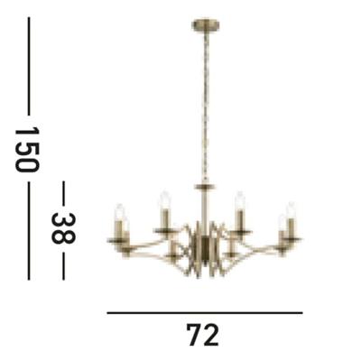 Searchlight Oud messing hanglampAscot Ø 88cm - 41312-8AB