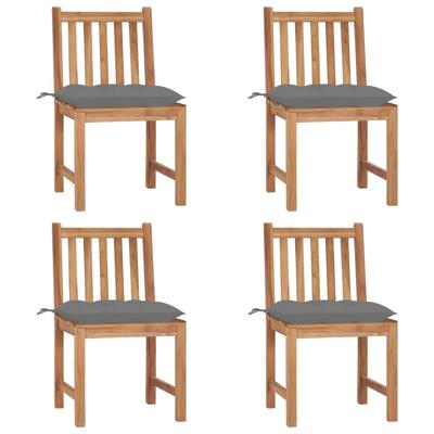 Tuinstoelen 4 st met kussens massief teakhout