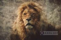 Afbeelding op acrylglas - Majestueuze Leeuw in een vintage portret - thumbnail