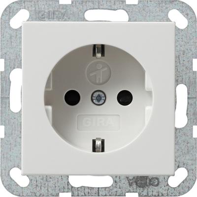 Gira enkel stopcontact met randaarde en kinderbeveiliging zuiver wit glanzend RAL9010