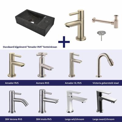 FonteinPack Natuursteen Rechts 36x18x9 cm RVS (Keuze uit 8 kranen) FonteinPack Natuursteen Rechts 36x18x9 cm RVS (Keuze uit 8 kranen)