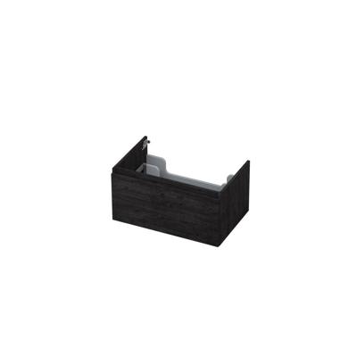 INK - Onderkast 1 Lade Greeploos met Houten Keerlijst - 700x450x350 Mm - Houtskool Eiken