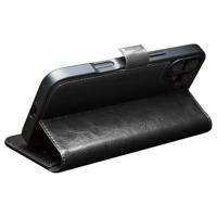 Qialino iPhone 16 Plus hoesje - Leren bookcase - Zwart - thumbnail