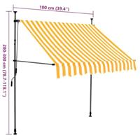 Luifel handmatig uitschuifbaar met LED 100 cm wit en oranje - thumbnail