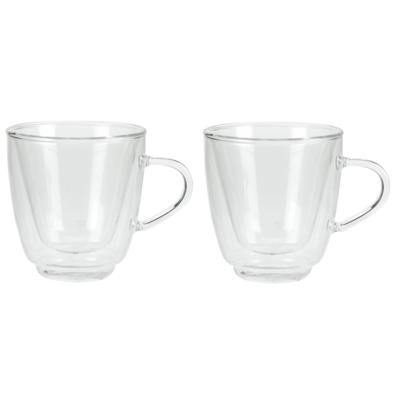 Set van 2x Koffie/espresso glazen dubbelwandig 160 ml - transparant - Koffie- en theeglazen