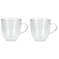 Set van 2x Koffie/espresso glazen dubbelwandig 160 ml - transparant - Koffie- en theeglazen - thumbnail