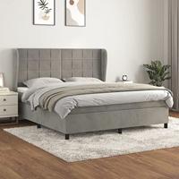 Boxspring met matras fluweel lichtgrijs 160x200 cm - thumbnail