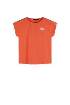 NoBell zomer t-shirt meisjes - oranje koraal - back print - Kase