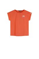 NoBell zomer t-shirt meisjes - oranje koraal - back print - Kase - thumbnail