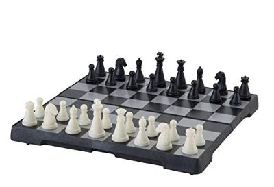 Longfield games Schaakset reisspel 16x16 cm inklapbaar zwart