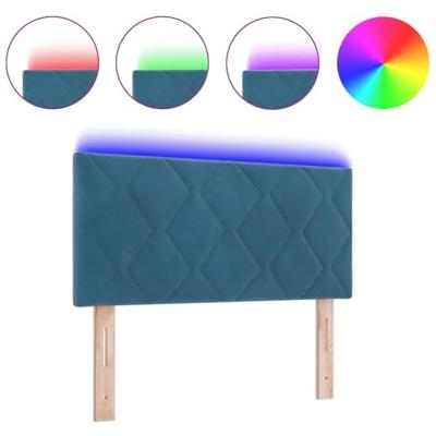 LED Hoofdbord met LED -striplichten Donkerblauw 90 cm Fluweel