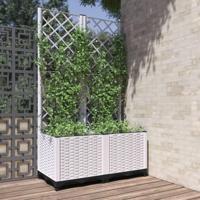VidaXL Plantenbak met latwerk 80x40x136 cm polypropeen wit - thumbnail