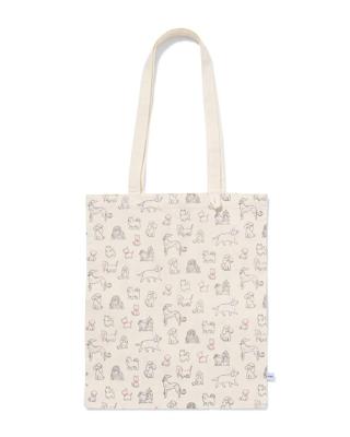 HEMA Canvas tas 42x36cm hondendessin oprolbaar