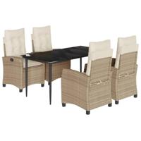 5-delige Tuinset met kussens poly rattan beige - thumbnail