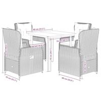 5-delige Tuinset met kussens poly rattan lichtgrijs - thumbnail