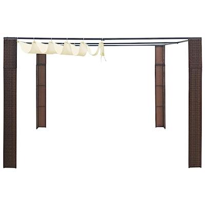Prieel met dak 300x300x200 cm poly rattan bruin en crme