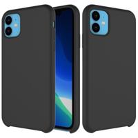 Effen kleur Liquid silicone schokbestendig Case voor iPhone XIR 2019 (zwart) - thumbnail