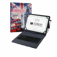 SUBBLIM KeyTab USB England beschermhoes met toetsenbord tablet 10,1 inch microUSB adapter type C klapsluiting - thumbnail