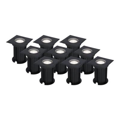 Set van 9 Ramsay LED Grondspots Vierkant - Dimbaar - GU10 - 6500K daglicht wit - 4 Watt 345 Lumen - Tuinspot - Zwart - IP67 waterdicht - Overrijdbaar voor de Oprit, Tuin en Terras
