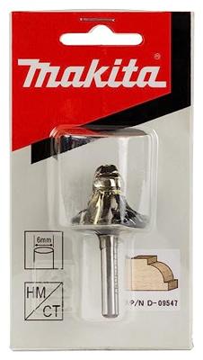 Makita D-09547 Freesbit Kwartrondfrees + lager S 6mm 28,58x12,7mm R7,94