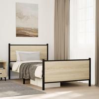 Bedframe hoofd- en voeteneinde metaal sonoma eiken 100x200 cm - thumbnail