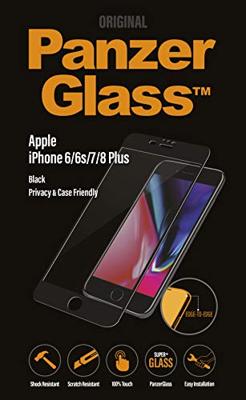 PanzerGlass P2619 - transparante displaybeschermfolie (heldere schermfolie, Apple iPhone 6/6s/7, krasbestendig, zwart, transparant, 1 stuk(e))