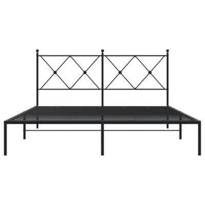 Bedframe met hoofdbord metaal zwart 150x200 cm