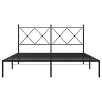 Bedframe met hoofdbord metaal zwart 150x200 cm - thumbnail