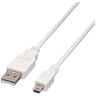 VALUE USB 2.0 Kabel , Typ A 5 Pin Mini , wit, 0,8 m VALUE USB 2.0 Kabel , Typ A 5 Pin Mini , wit, 0,8 m