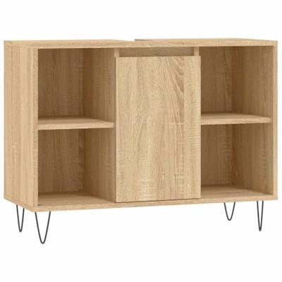 Badkamerkast 80x33x60 cm bewerkt hout sonoma eikenkleurig
