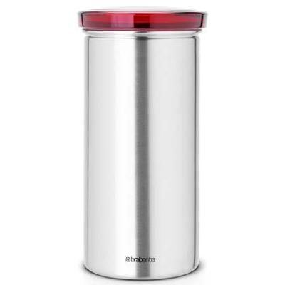 Brabantia voorraadbus voor 18 koffiepads matt steel fingerprint proof / red