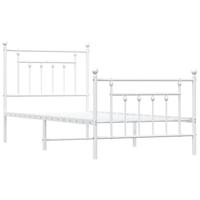 Bedframe met hoofd- en voeteneinde metaal wit 90x190 cm - thumbnail
