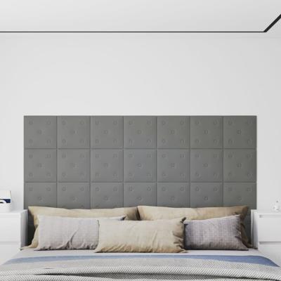 VidaXL Wandpanelen 12 st 1,08 m² 30x30 cm kunstleer grijs