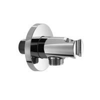 Handdouchehouder Hotbath Mate Met Uitlaat 6x6.5 cm Rond Geborsteld Nikkel - thumbnail