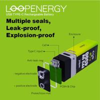 Verico Oplaadbare 9V batterij (blok) LoopEnergy USB-C Li-ion 7.4 V 500 mAh 2 stuk(s) - thumbnail