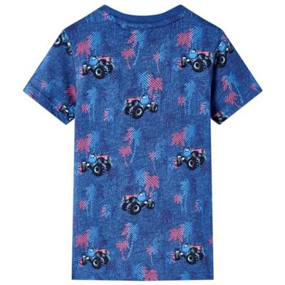 Kindershirt met monstertruckprint 116 gemleerd donkerblauw - thumbnail