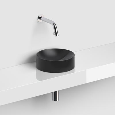 Clou Vale Rond Fontein Zonder Kranenbank Met Geïntegreerde Afvoer Zwart Mat Keramiek 22 cm