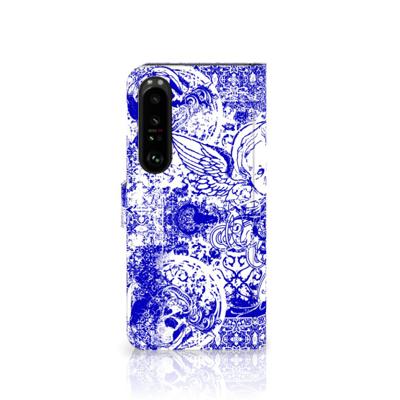 Telefoonhoesje met Naam Sony Xperia 1 IV Angel Skull Blauw Telefoonhoesje met Naam Sony Xperia 1 IV Angel Skull Blauw