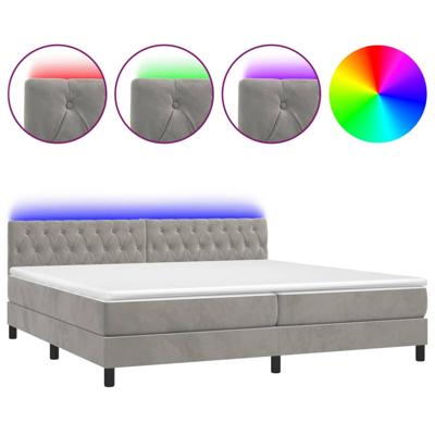 Boxspring met matras en LED fluweel lichtgrijs 200x200 cm