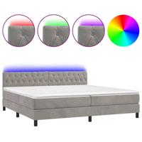 Boxspring met matras en LED fluweel lichtgrijs 200x200 cm - thumbnail